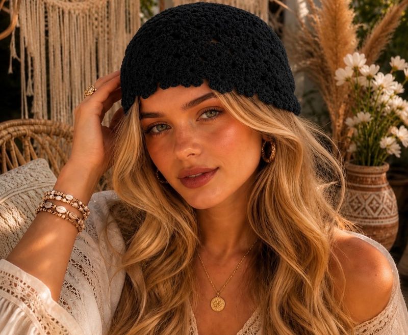 Crochet Cap / Hat. ( black )