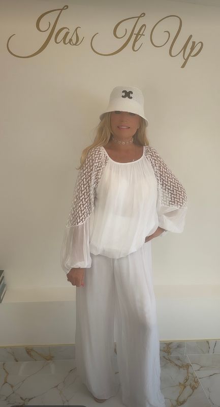 White Silk Lace Set