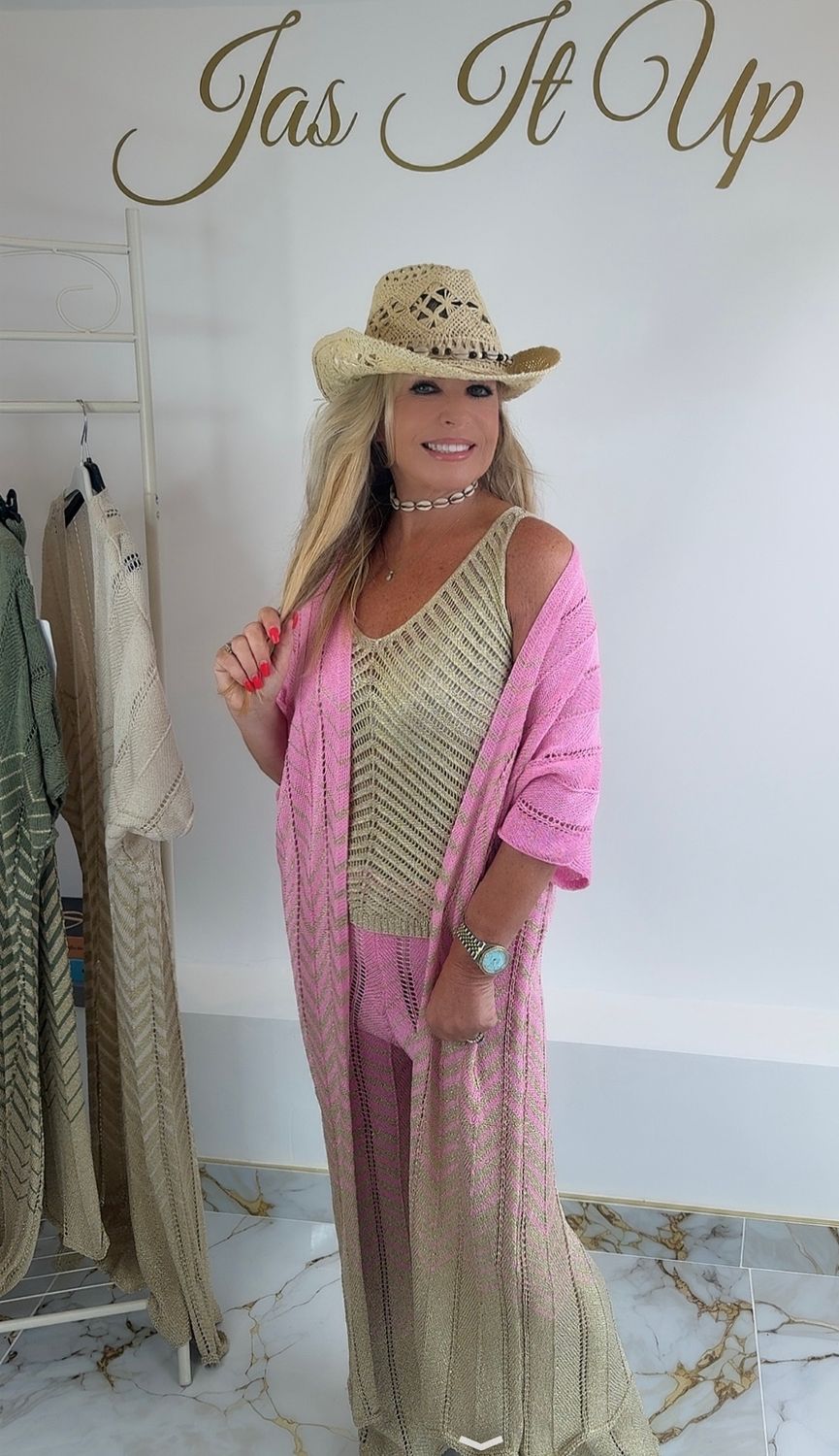 Pink &amp; Gold Lurex 2 Piece Set