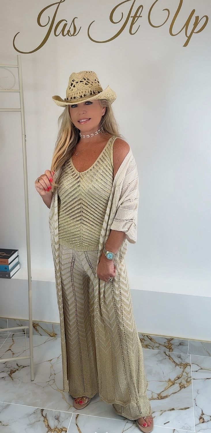Cream &amp; Gold Lurex 2 Piece Set