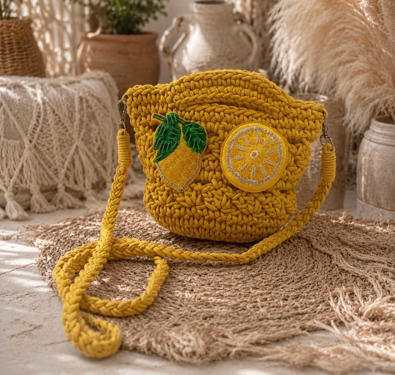 Yellow Crochet Bag