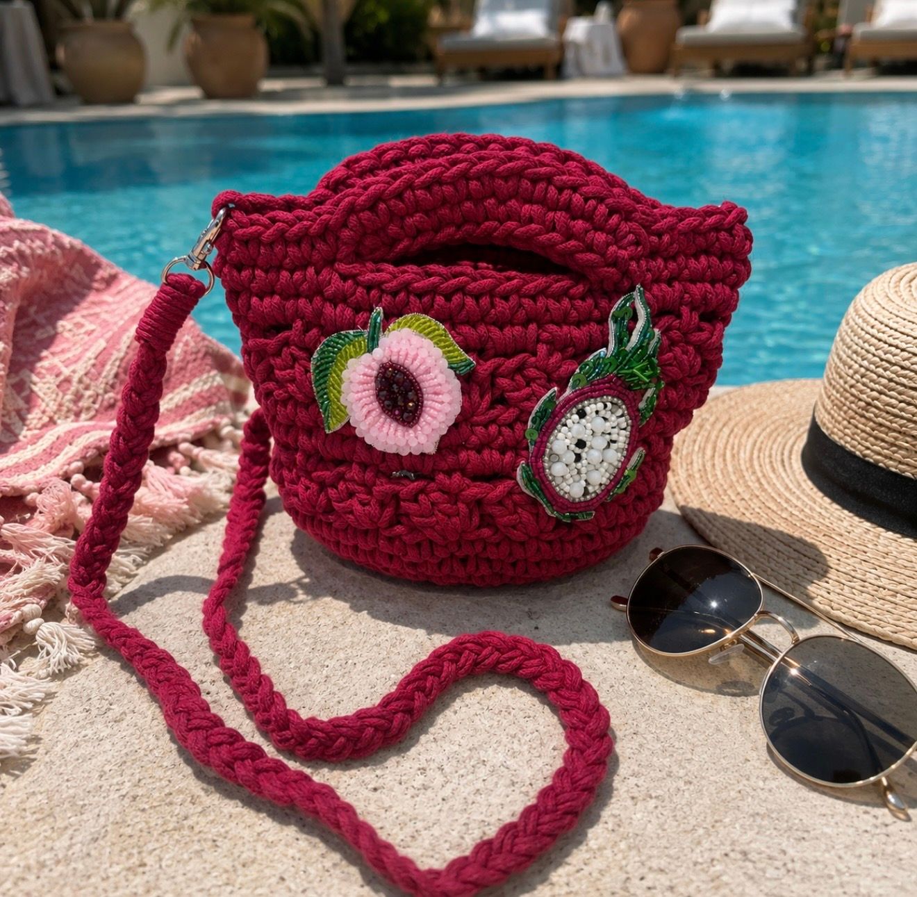 Pink Crochet Bag