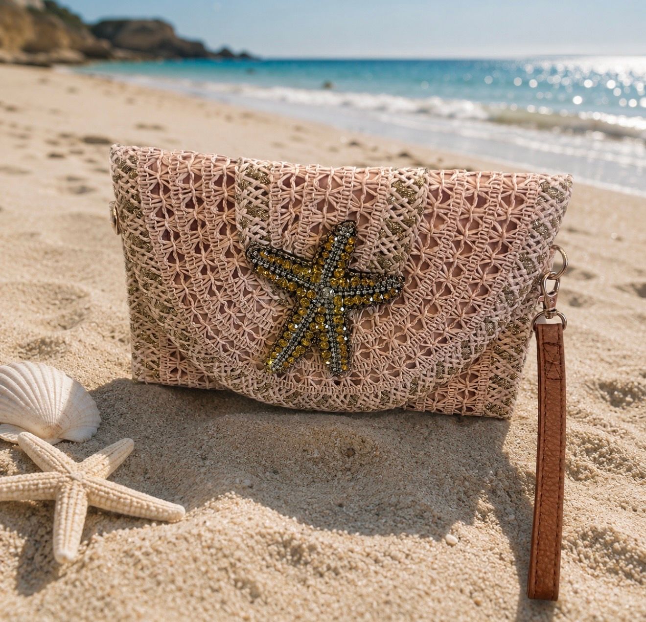 Pink &amp; Gold Clutch ( starfish)