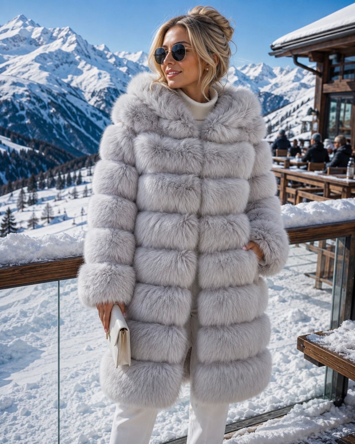 8 Row Fox Fur Coat (silver grey)