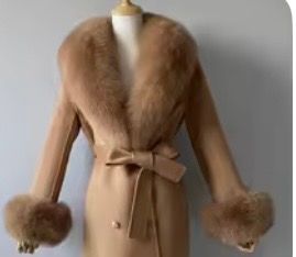 Long Fox Fur Collar &amp; Cuff Set  ( camel )