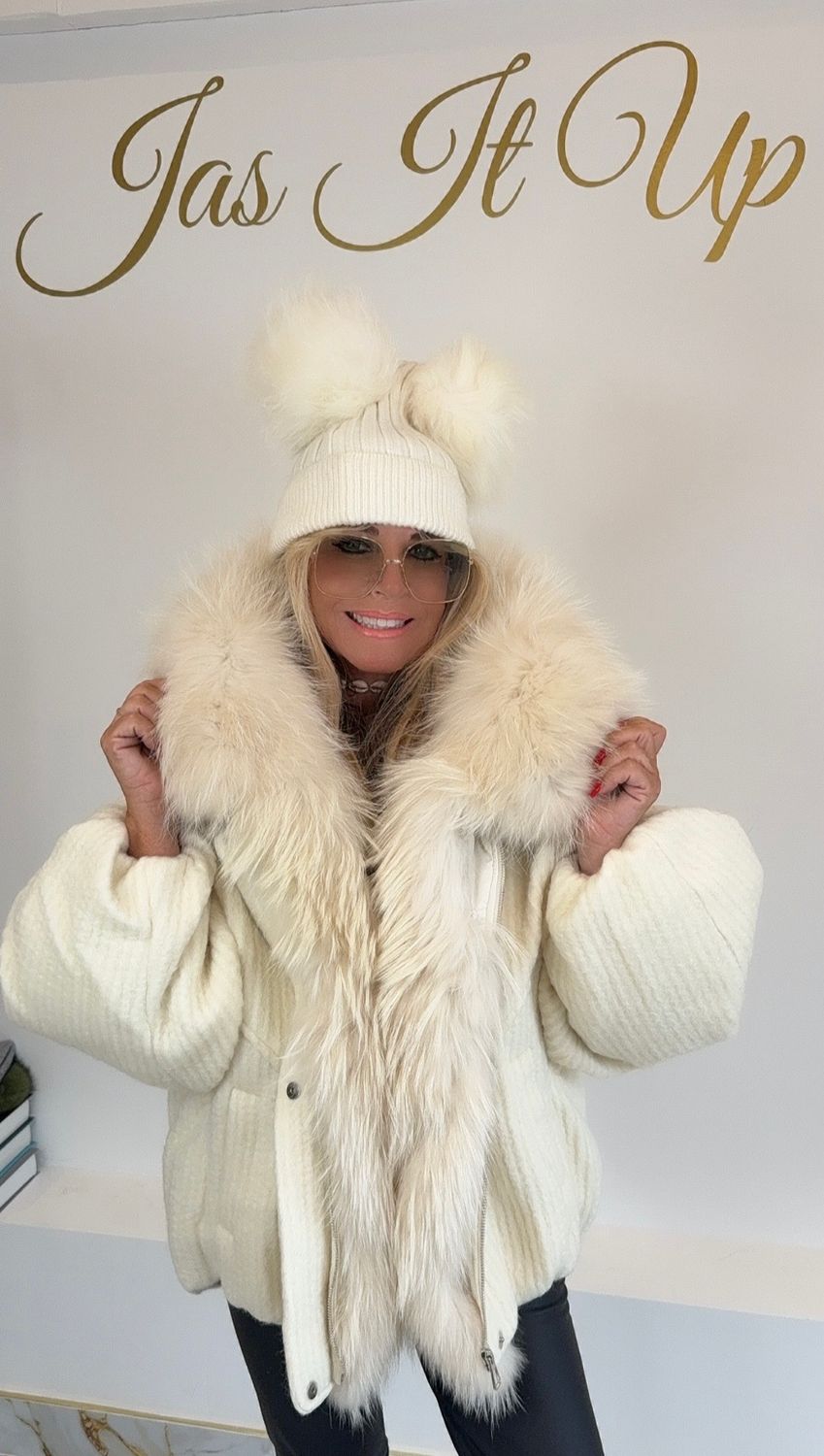 Wool &amp; Down Oversized Jacket ( winter white )