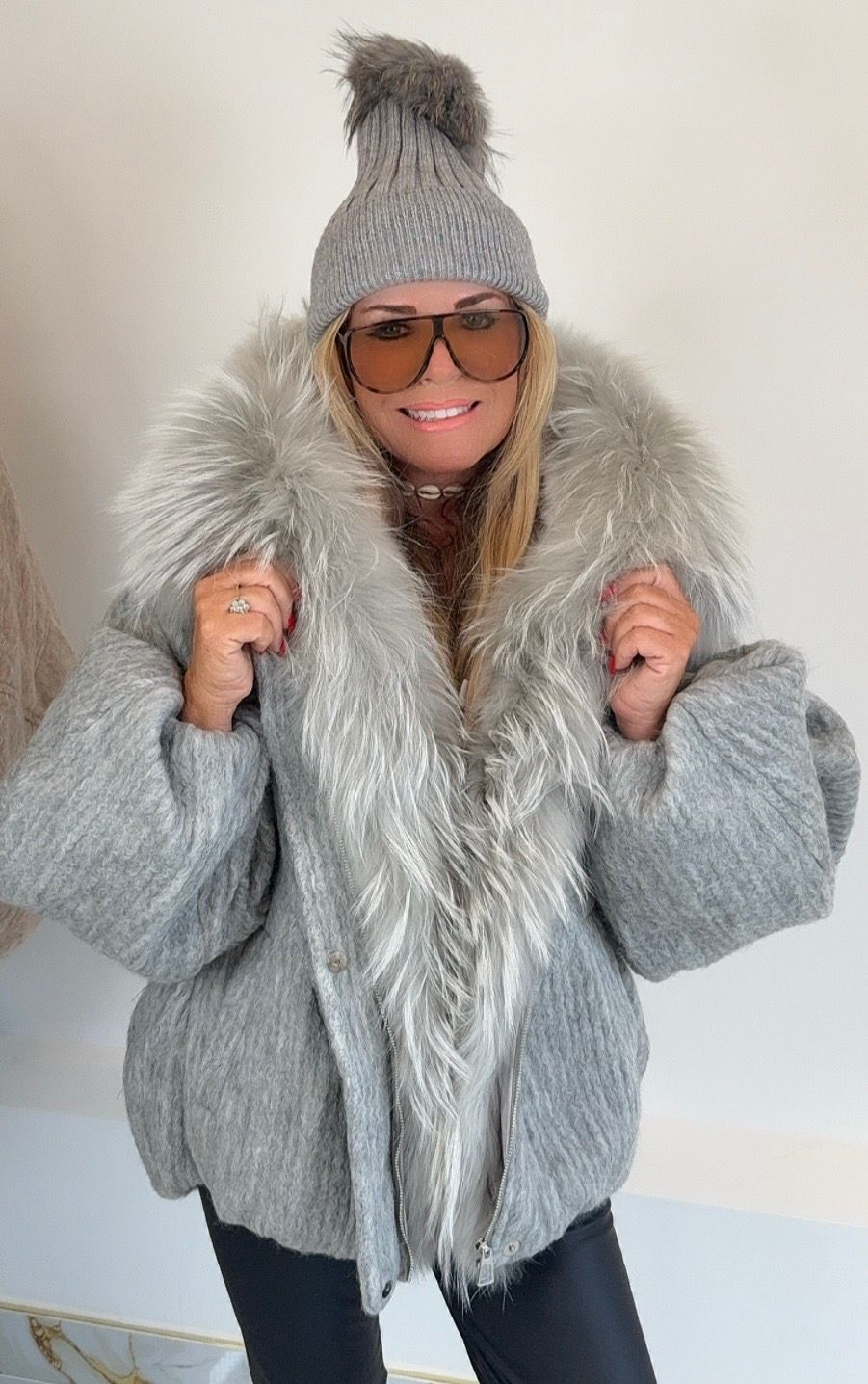 Wool &amp; Down Jacket ( silver grey )