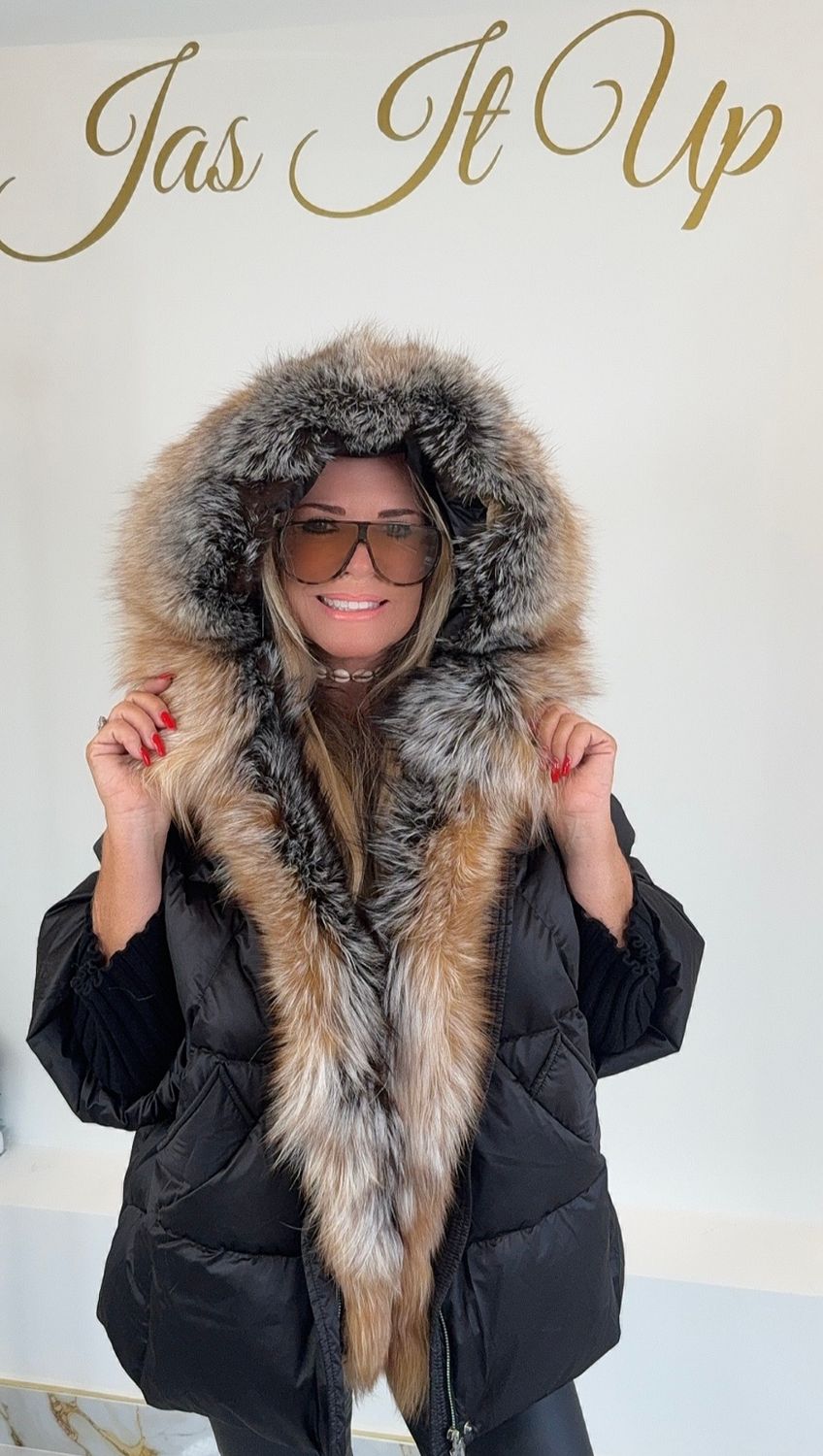 Golden Fox Puffer Jacket ( black)