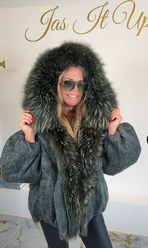 Wool &amp; Down Oversized Jacket ( khaki )