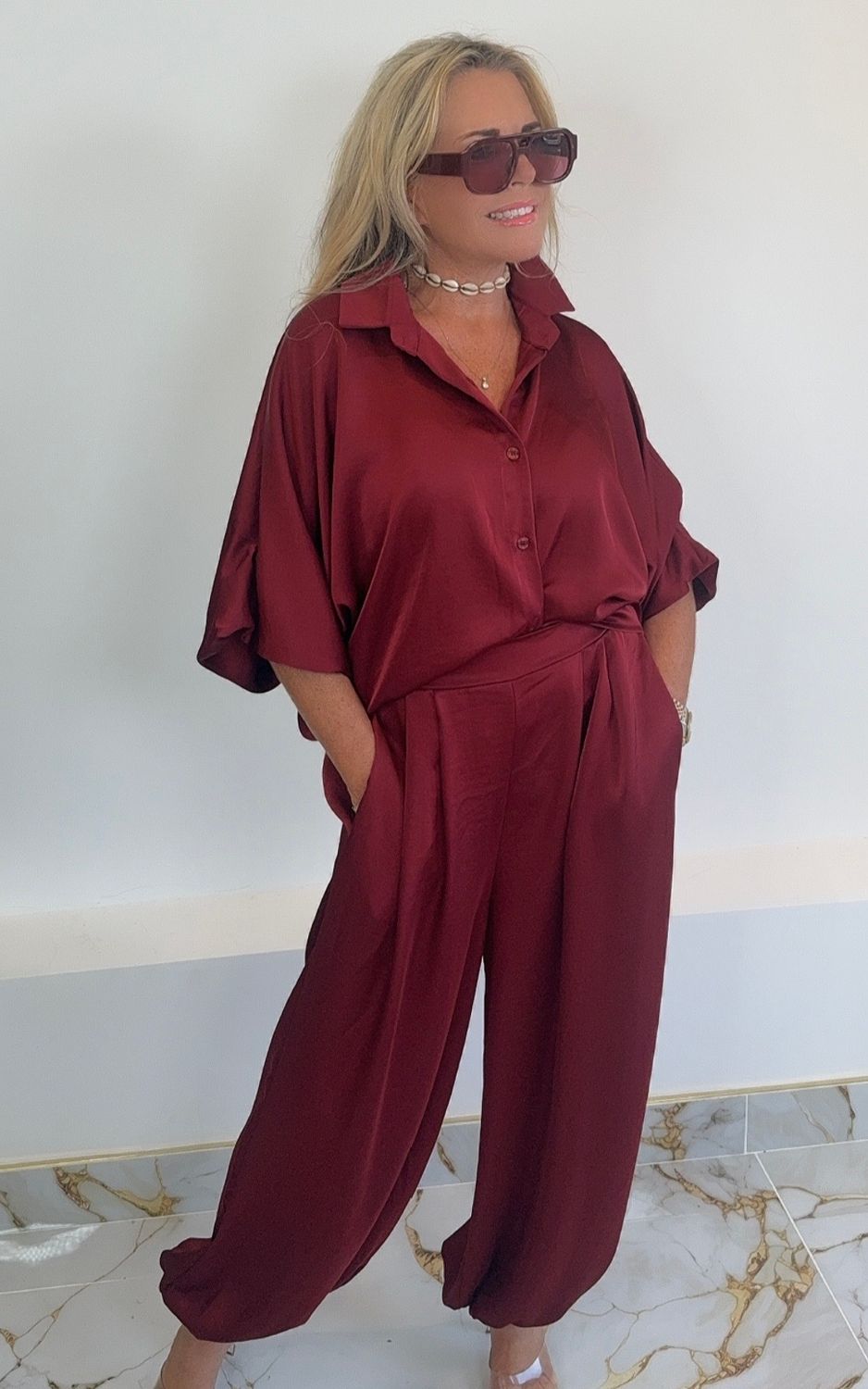 Satin Set ( burgundy )