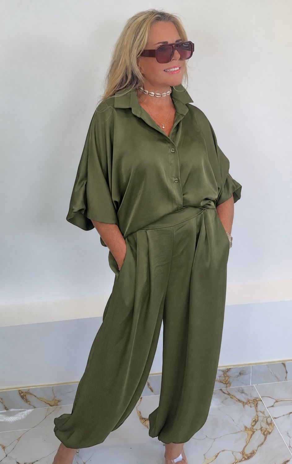 Satin Set ( khaki )
