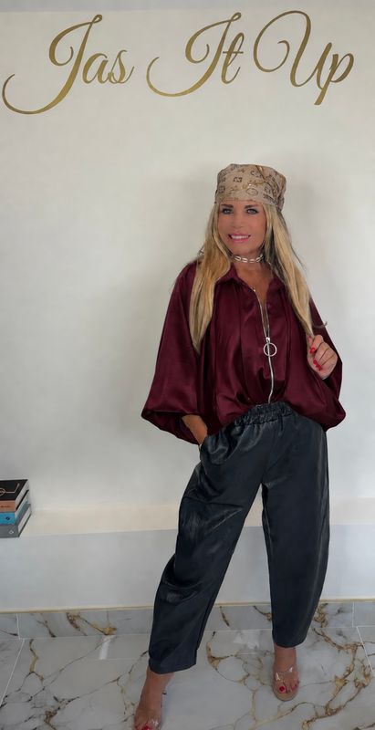 Satin Shirt ( burgundy )