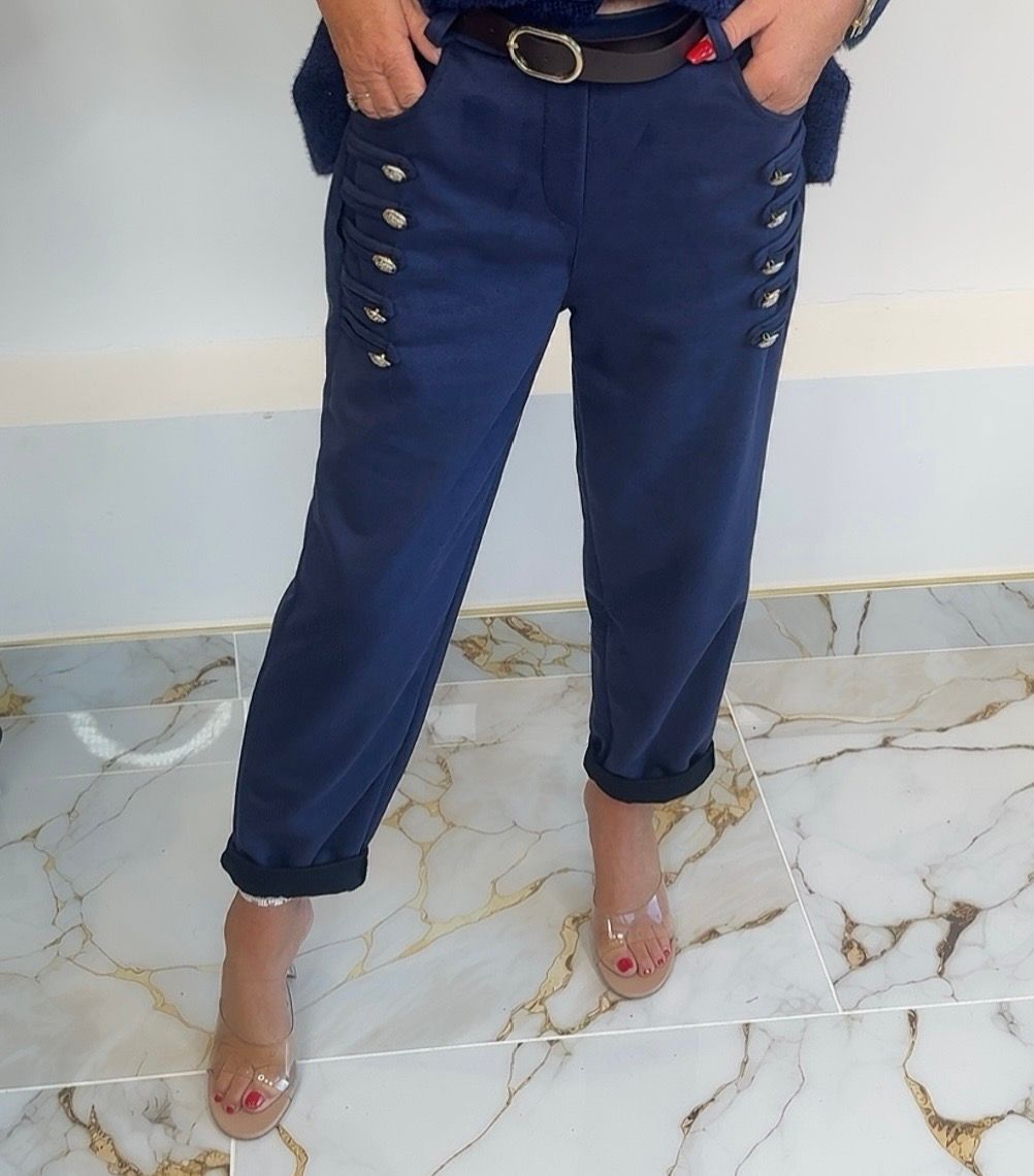 Blue Button Trouser