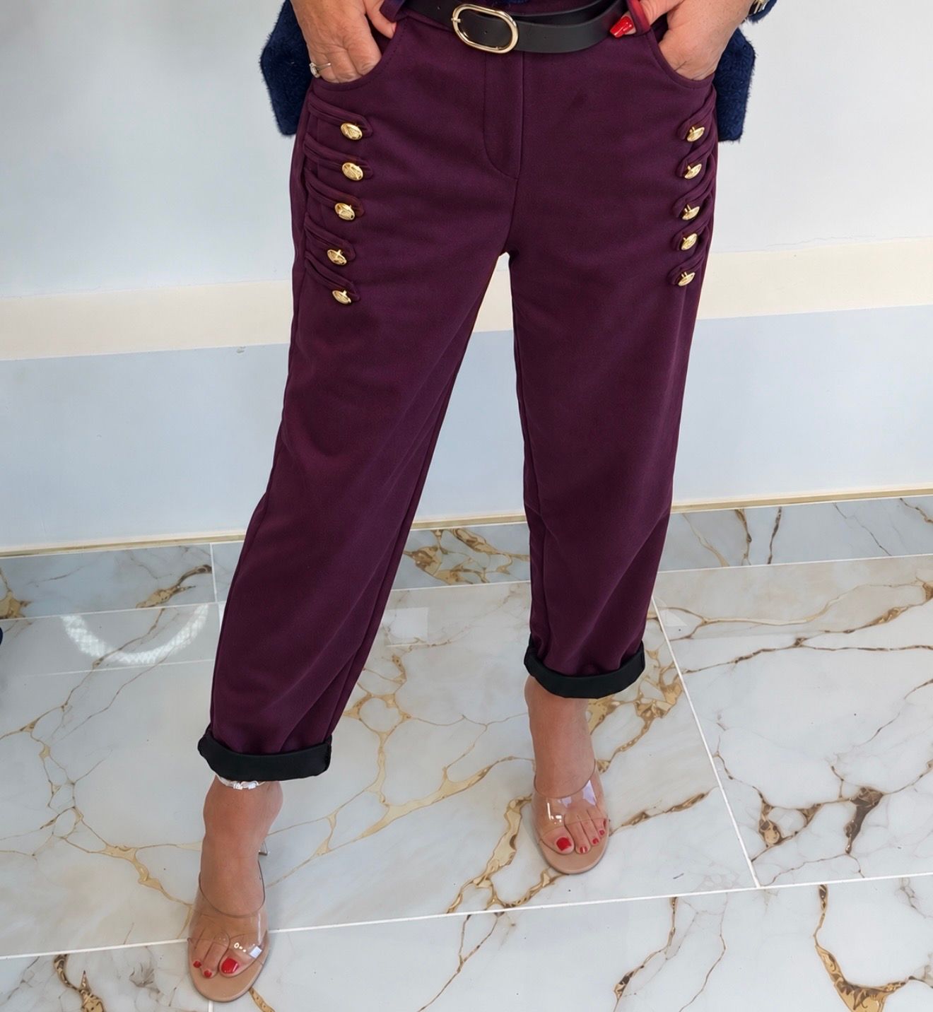 Plum Button Trouser
