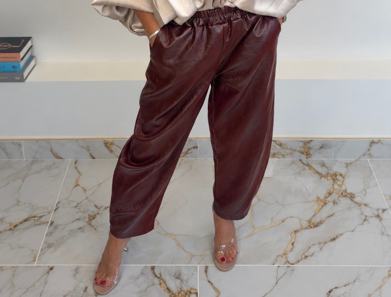 Burgundy PVC Trousers