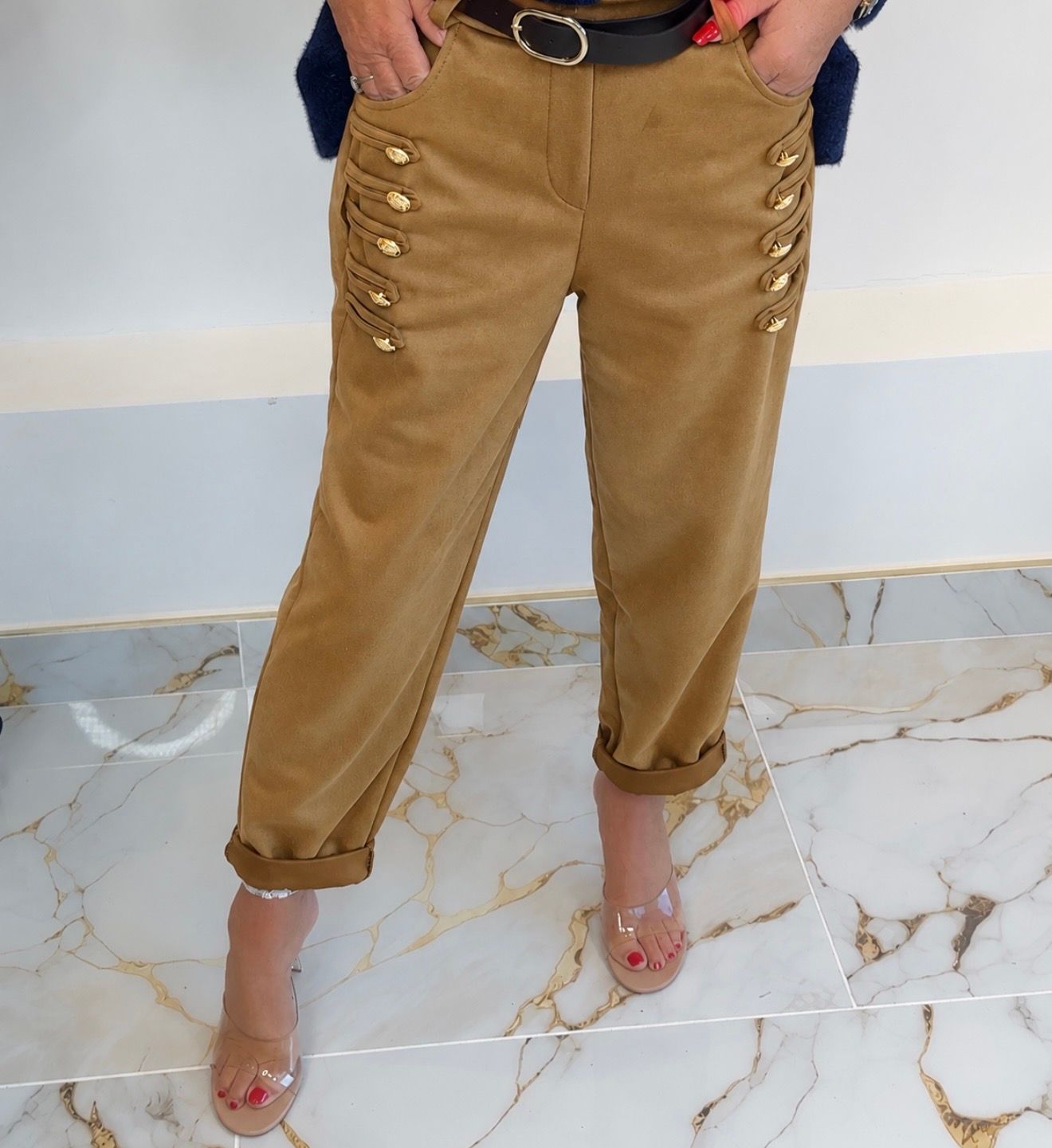 Camel Button Trouser