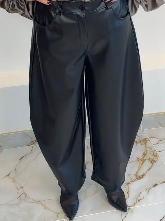 Black PVC Barrel Trouser