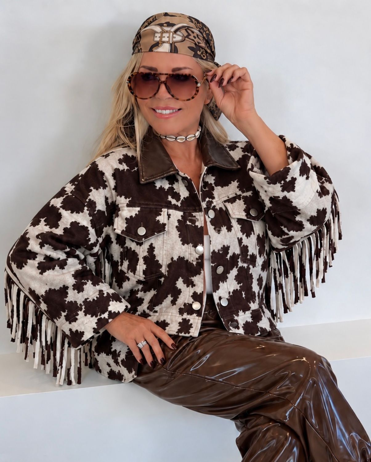 Oversized Cow Print Jacket