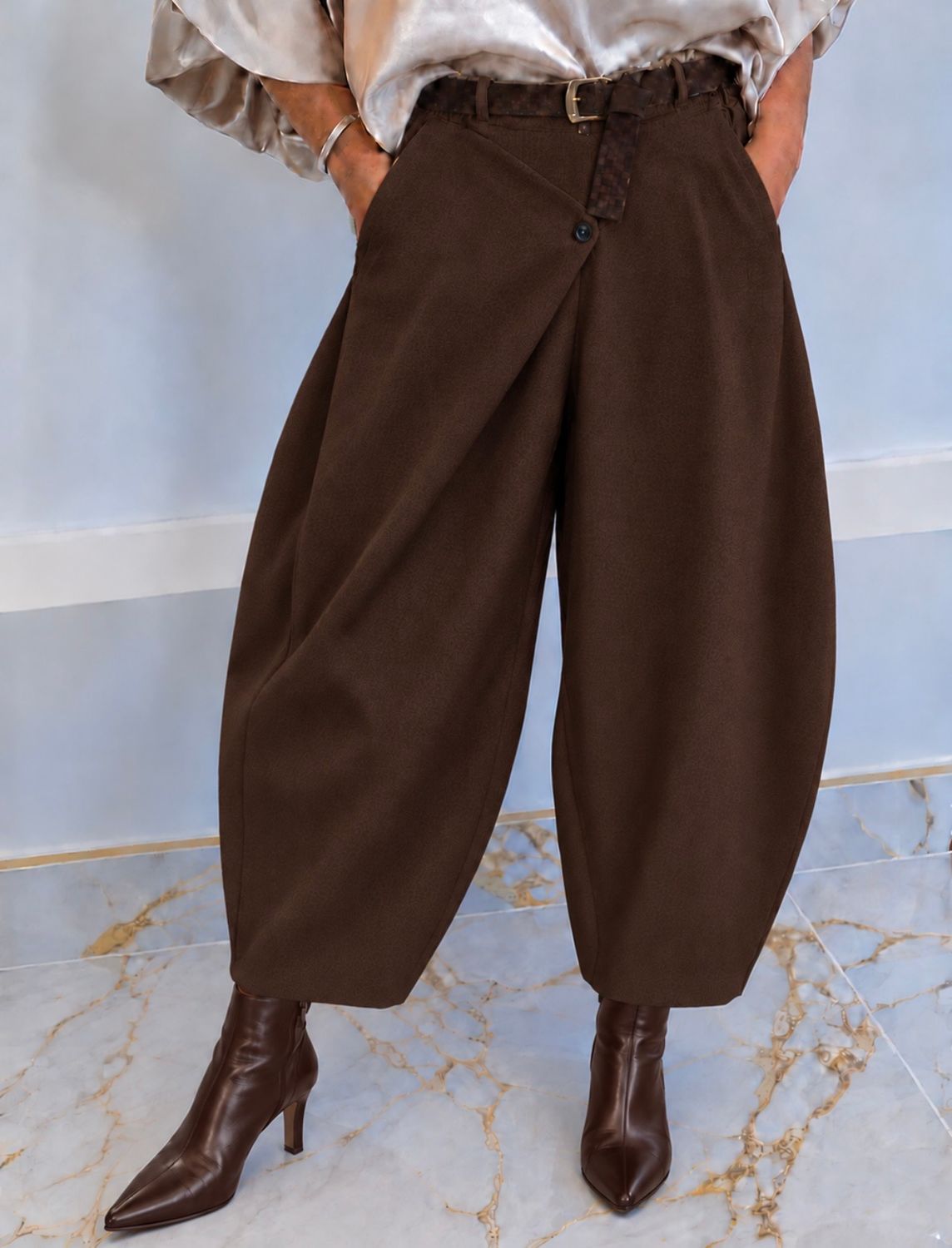 Wrap Trouser ( brown)