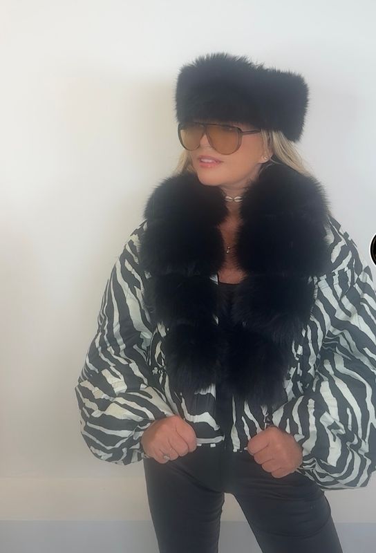 Zebra Print Puffer Jacket