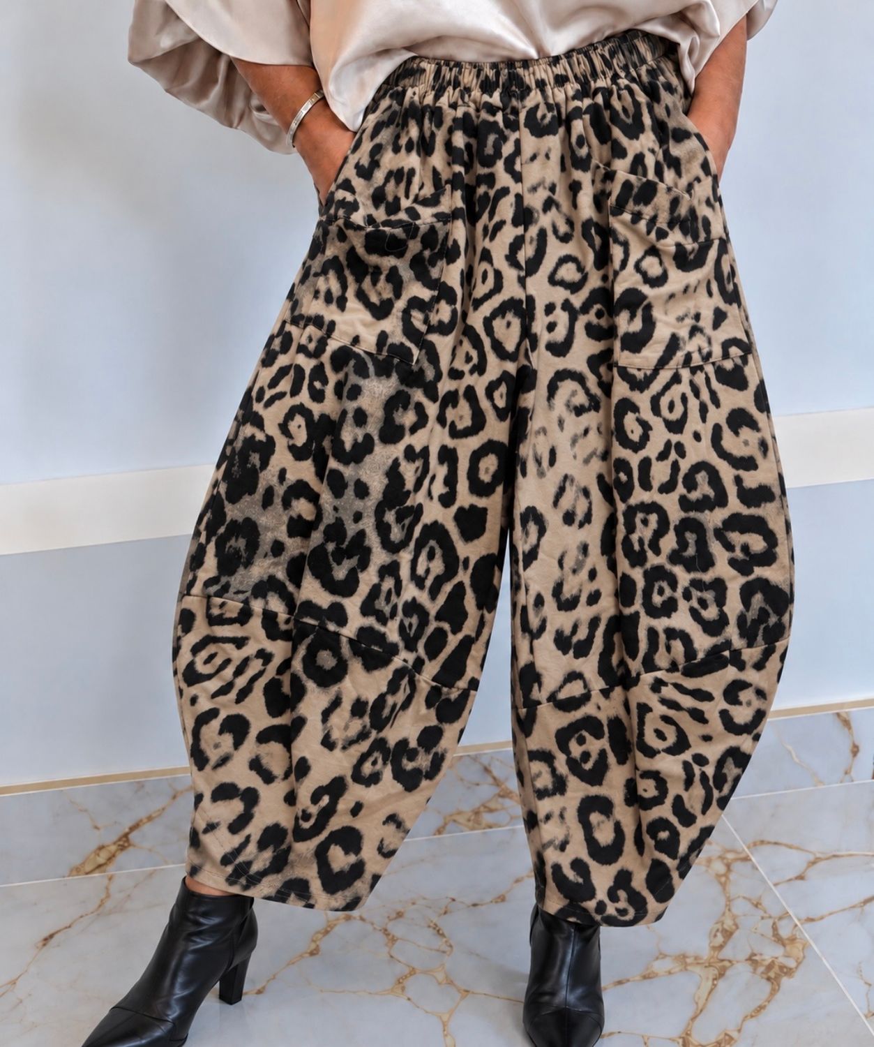 Animal Print Barrel Trouser