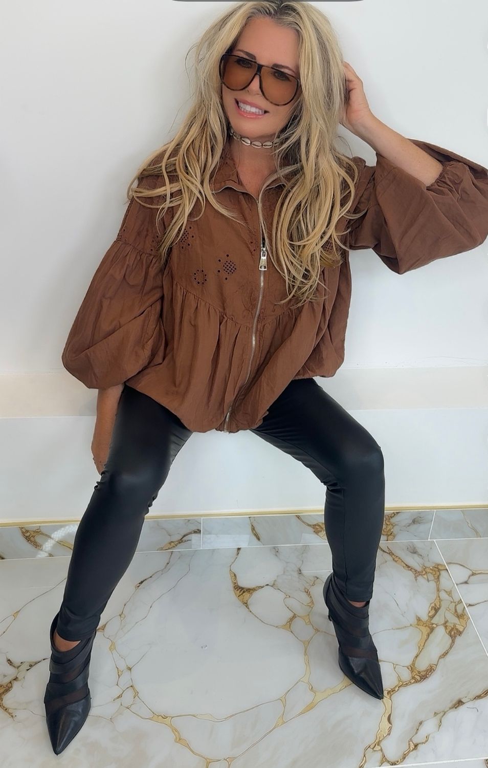Puff Ball Blouse ( rust)