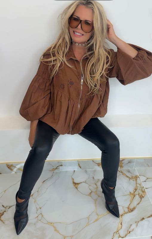 Puff Ball Blouse ( rust)