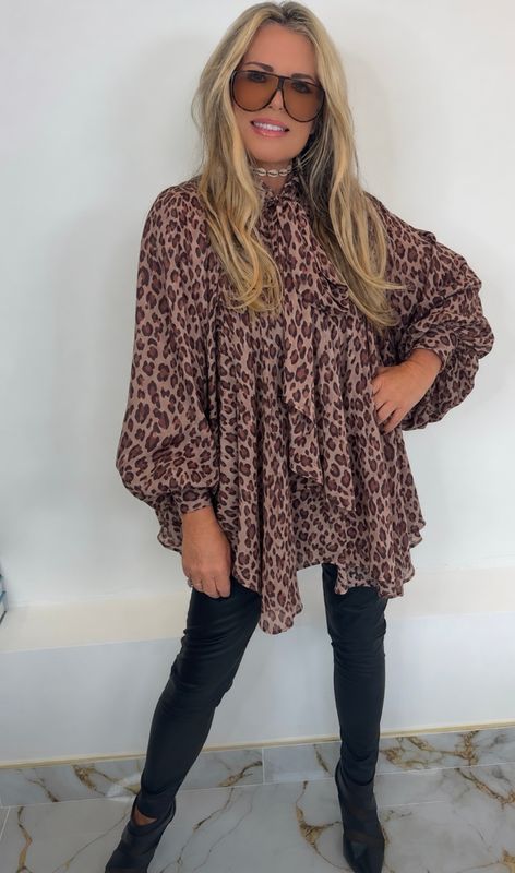 Bow Blouse ( brown)