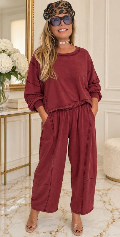 Quirky Lounge Suit ( burgundy)