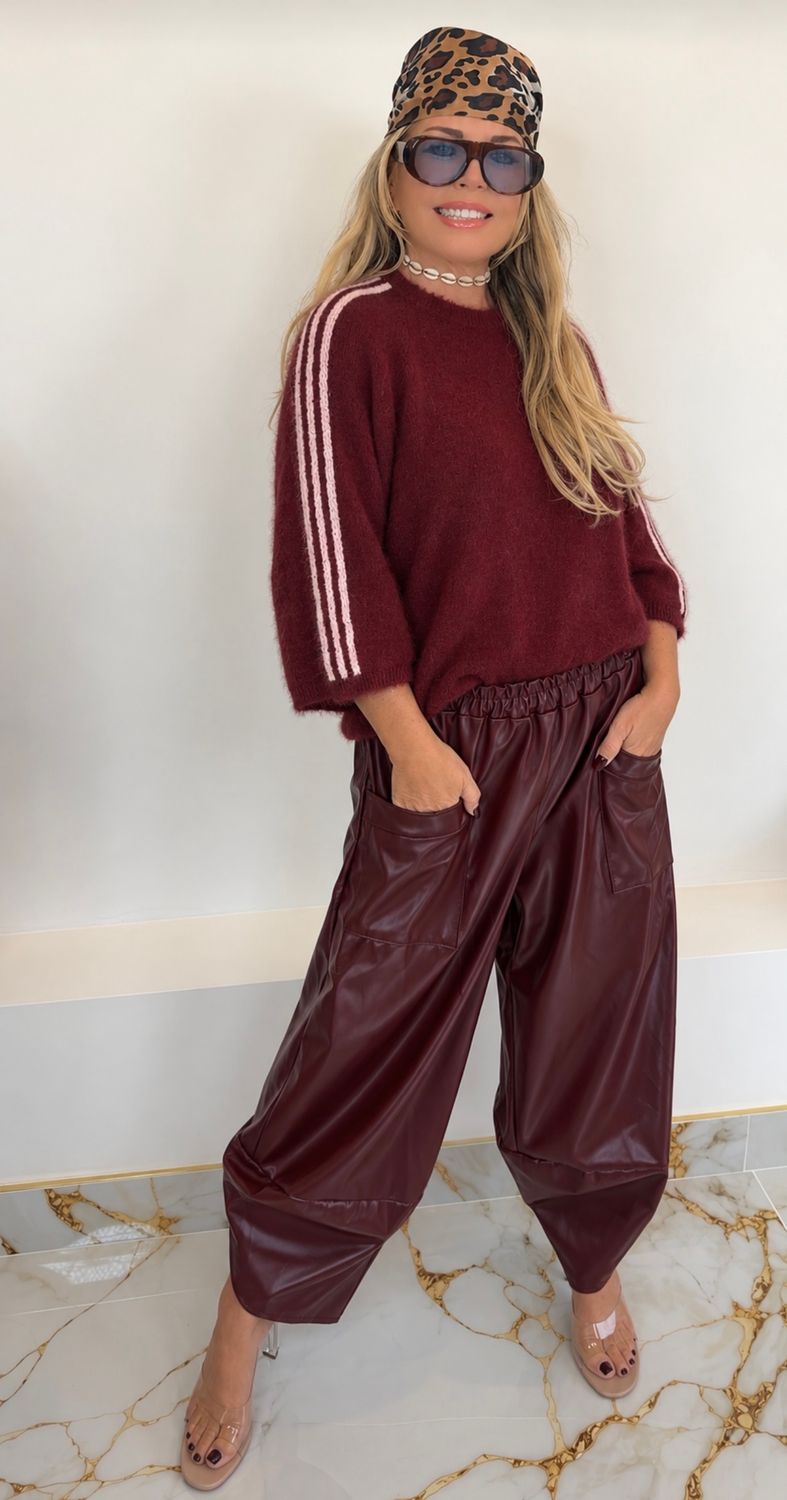 Striped Knit ( burgundy)