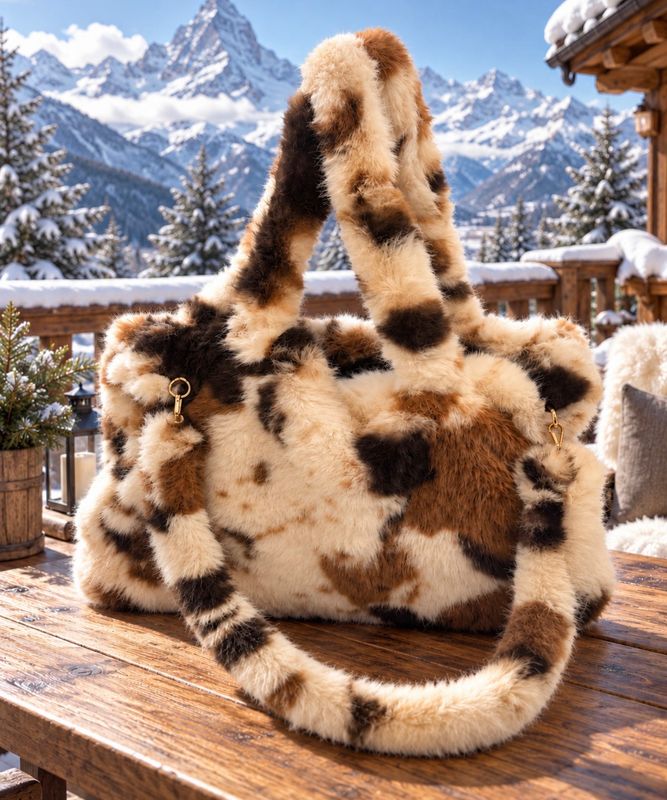 Faux Fur Cow Print  Bag