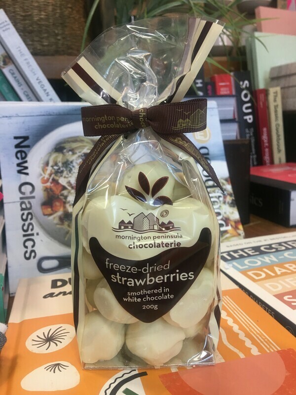 White Choc Coated Freeze Dried Strawberries - Mornington Peninsula Chocolaterie