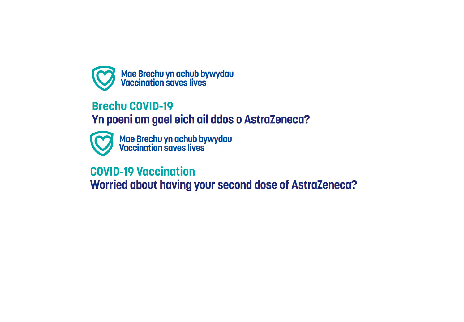 Yn poeni am gael eich ail ddos o AstraZeneca?/Worried about having your second dose of AstraZeneca? - ​Llawrlwytho yn unig/ Download only (Taflen/ Leaflet)