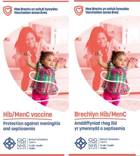 Brechlyn Hib/MenC Amddiffyniad rhag llid yr ymennydd a septisemia | Hib/MenC vaccine Protection against meningitis and septicaemia | Taflen | Leaflet