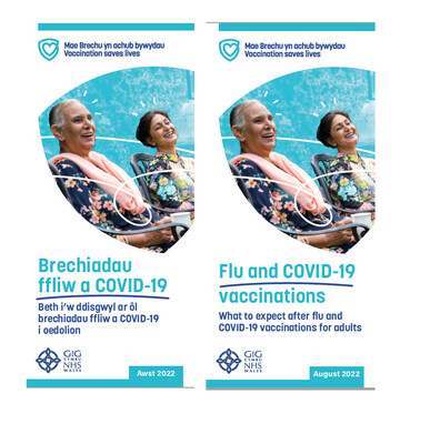 Y Ffliw a COVID-19. Beth i'w ddisgwyl ar ôl brechiadau'r ffliw a COVID-19 ar gyfer oedolion. Taflen  |  Flu & COVID-19. What to expect after flu and COVID-19 vaccinations for adults leaflet