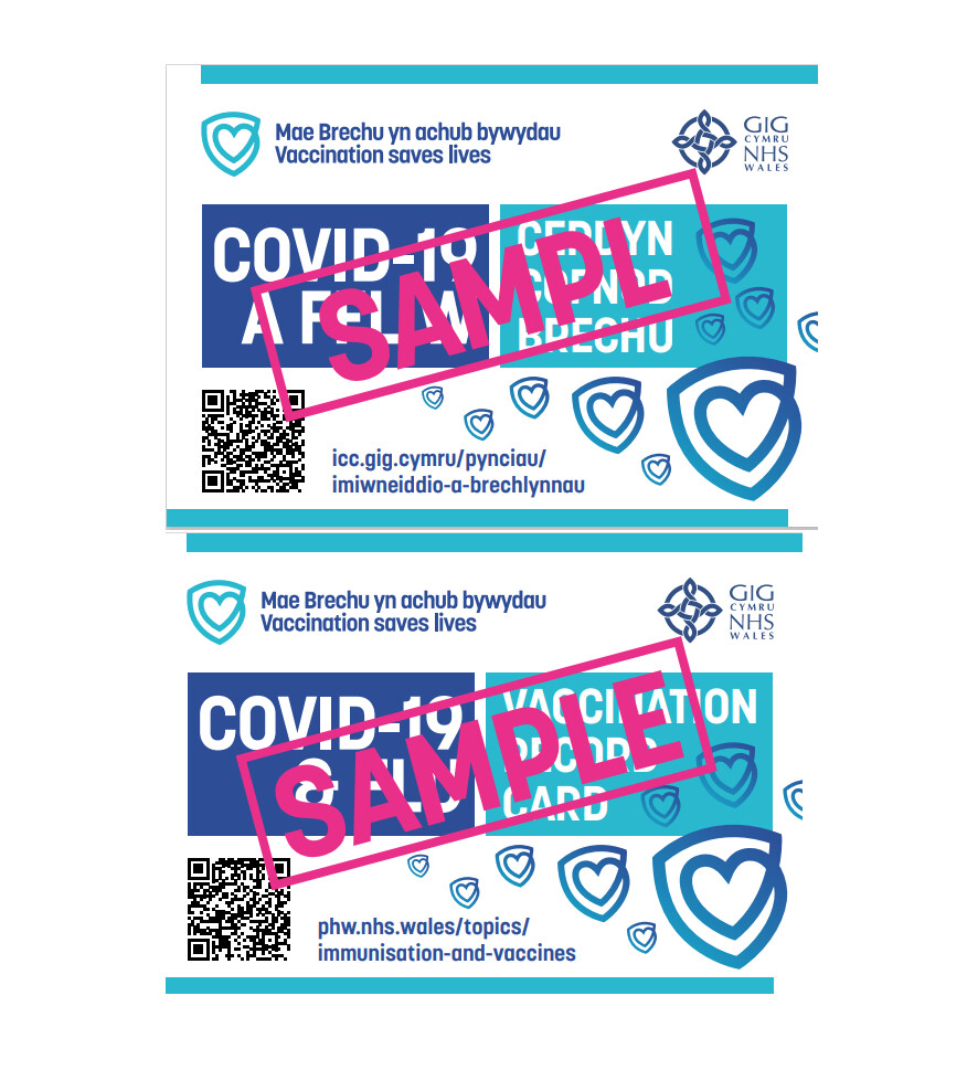 Cerdyn Cofnod Brechu (COVID-19 a Ffliw)/ Vaccination Record Card (COVID-19 &amp; Flu)
