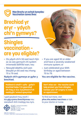 Poster - Brechiad yr eryr – ydych chi’n gymwys? Poster - Shingles vaccination – are you eligible?