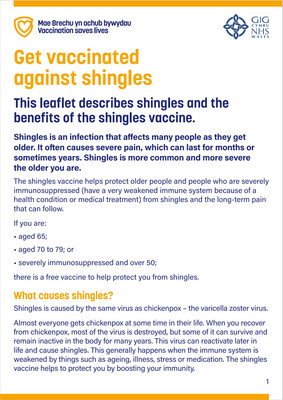 Cael eich brechu rhag yr eryr Print Bras /Get Vaccinated Against Shingles Large Print