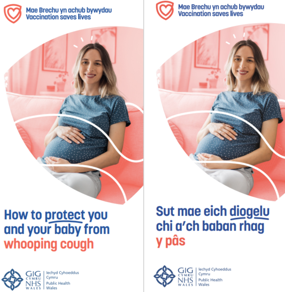 Sut mae eich diogeli chi a&#39;ch baban rhag y pas taflen | How to protect your baby from Whooping Cough leaflet