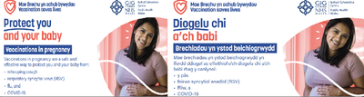 Diogelu chi a’ch babi: Brechiadau yn ystod beichiogrwydd cerdyn post | Protect you and your baby: Vaccinations in pregnancy postcard