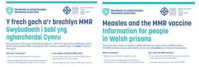 Measles and MMR in prisons: information for prison residents/staff/visitors | Y frech goch ac MMR mewn carchardai: gwybodaeth i breswylwyr/staff/ymwelwyr carchardai