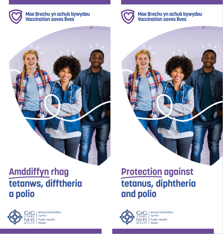Amddiffyn rhag tetanws, difftheria a pholio  (3 mewn 1) / Protection against tetanus, diphtheria and polio (3 in 1)  Taflen / Leaflet