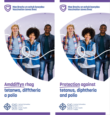 Amddiffyn rhag tetanws, difftheria a pholio  (3 mewn 1) / Protection against tetanus, diphtheria and polio (3 in 1)  Taflen / Leaflet