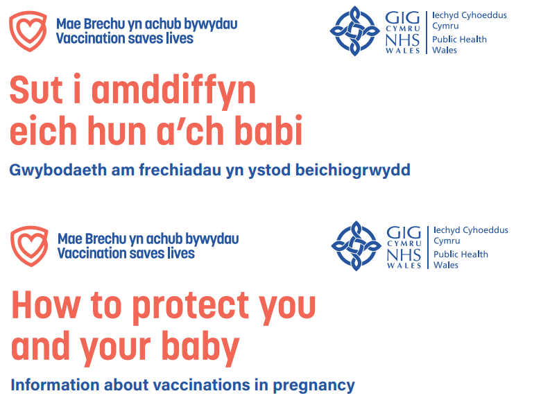 Sut i amddiffyn eich hun a’ch babi Gwybodaeth am frechiadau yn ystod beichiogrwydd-Print Bras | How to Protect you and your baby information about vaccinations in pregnancy -Large Print