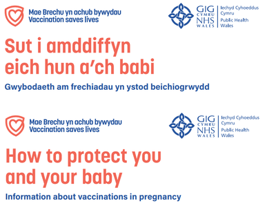 Sut i amddiffyn eich hun a’ch babi Gwybodaeth am frechiadau yn ystod beichiogrwydd-Print Bras | How to Protect you and your baby information about vaccinations in pregnancy -Large Print