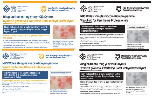 Eryr cymorth gweledol i Weithwyr Gofal Iechyd Proffesiynol | Shingles visual aid for Healthcare Professionals