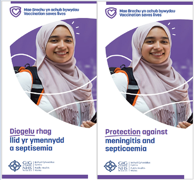 Taflen diogelu rhag llid yr ymennydd a septisemia/ Protection against meningitis and septicaemia Leaflet