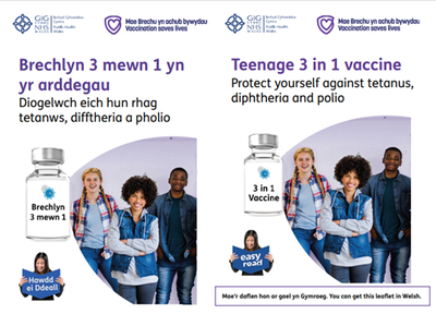 Brechlyn 3 mewn 1 yn yr arddegau (hawdd ei ddarllen) | Teenage 3 in 1 vaccine (Easy Read)