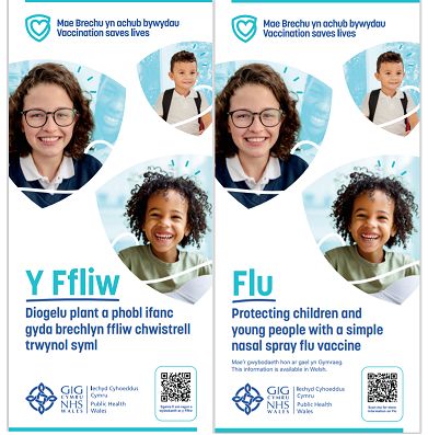Taflen DL - Y Ffliw Diogelu plant a phobl ifanc  gyda brechlyn ffliw chwistrell  trwynol syml | Flu - Protecting children and young people with a simple nasal spray flu vaccine DL Leaflet