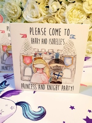 Princess and knight party invitations